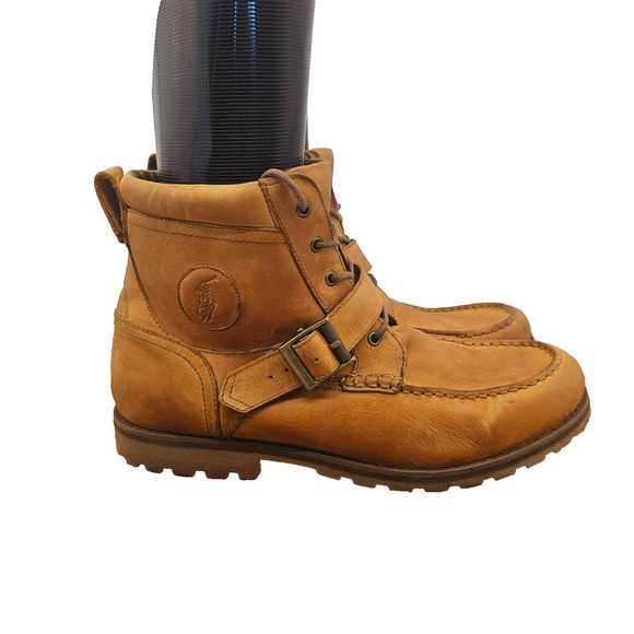 Polo Ralph Lauren Mens 12D Wheathill Brown Leather Ranger Boots Nubuck Unisex - Picture 1 of 12